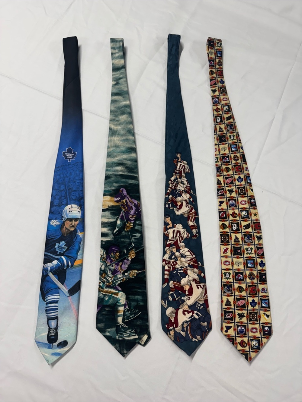 Vintage 90’s NHL Hockey Necktie Lot – 4 Hockey Theme Ties
